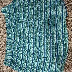 Mossimo XL Turquoise Striper Button Mini Skirt